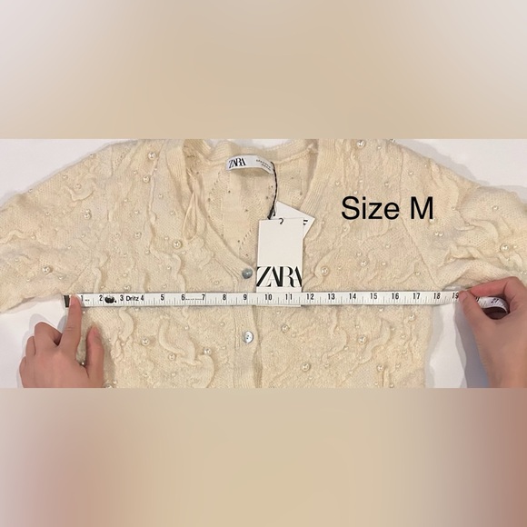 ZARA BLOGGERS’ FAVORITE PEARL TEXTURED KNIT CARDIGAN - Picture 11 of 12